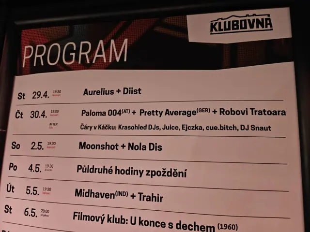 Klubovna program: 30/4 Čáry v Káčku after-party – Krasohled DJs, Juice, Ejczka, cue.bitch, DJ Snaut
